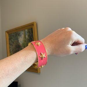 Pink Enamel Starfish Bangle